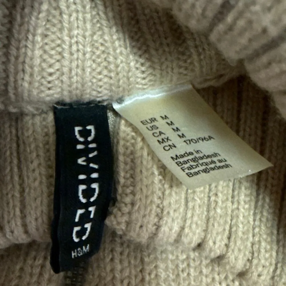 Divided by H&M Tan Nude Ribbed Knit Full Zip Cozy Cardigan Sweater Top Size M - Image 3