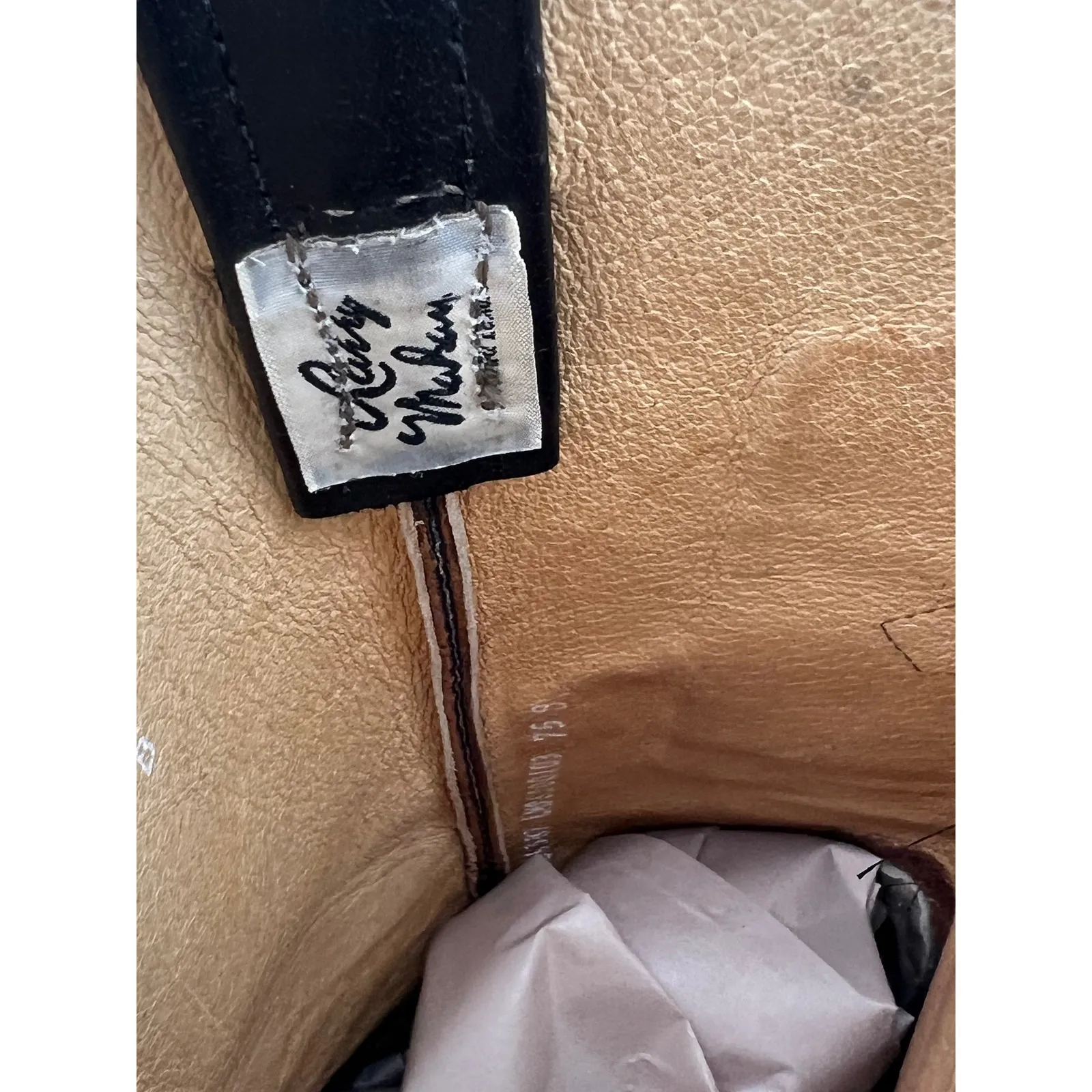 Vintage Larry Mahan Western Cowgirl Boots Ostrich Leather Cross Square Toe 7.5 B Black - Image 8