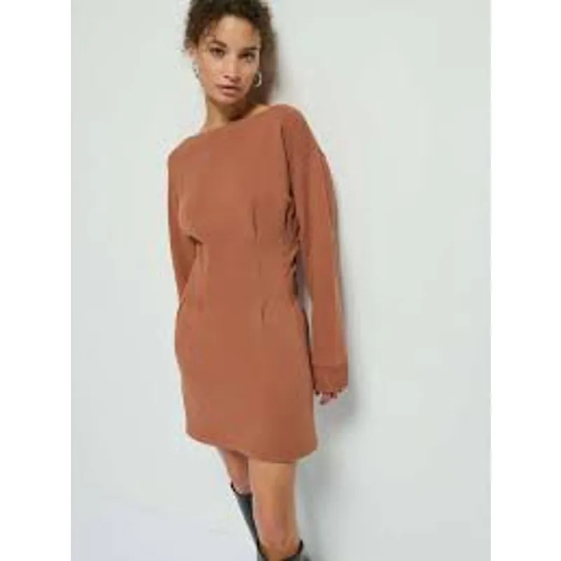 NATION Ltd Los Angeles Ronni Sweatshirt Dress MINIMALIST COZY Tobacco Tan XS - Image 3