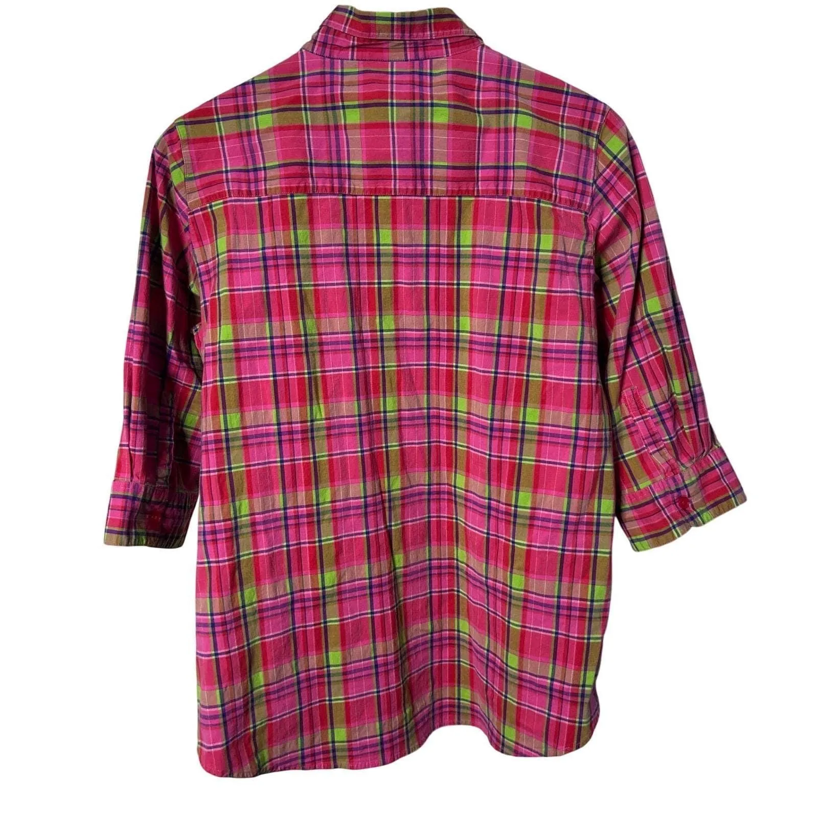 VTG Carolina Colours Plus Women 18W Pink Plaid Button Down Shirt Casual MomCore Size 16W - Image 3