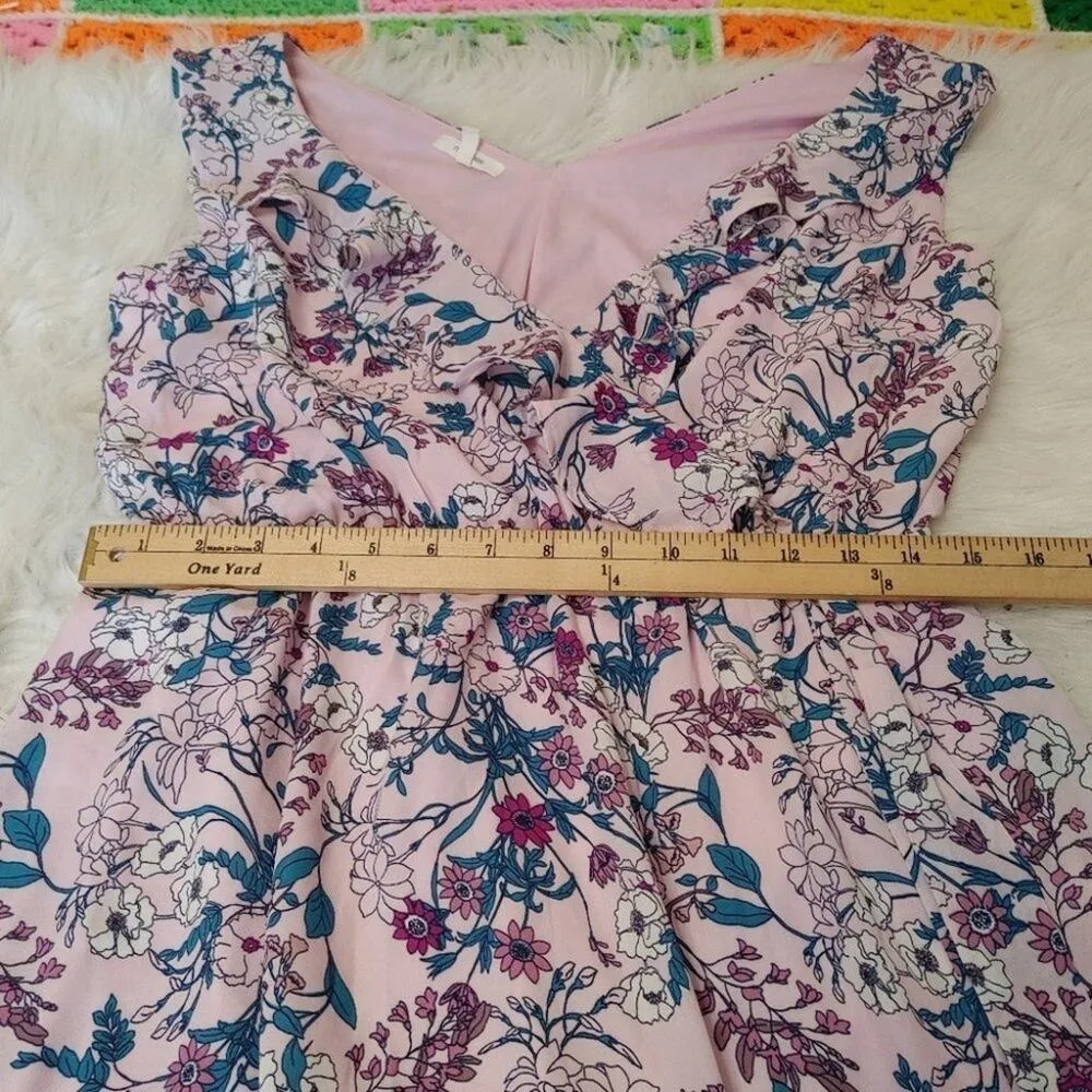 Maurices Size Medium M Floral Flower Light Pink Summer Spring Dress Frill Tie - Image 11