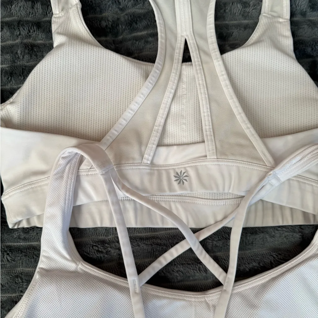 Lot of 4 Sports Bras All in Motion Athleta White Olive Green Tan Size Medium - Image 8