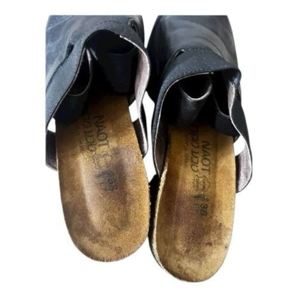 Naot Women Brown Leather Mule Size 7.5 (38 EU Slingback Block Heel Wedge Slip On - Image 8