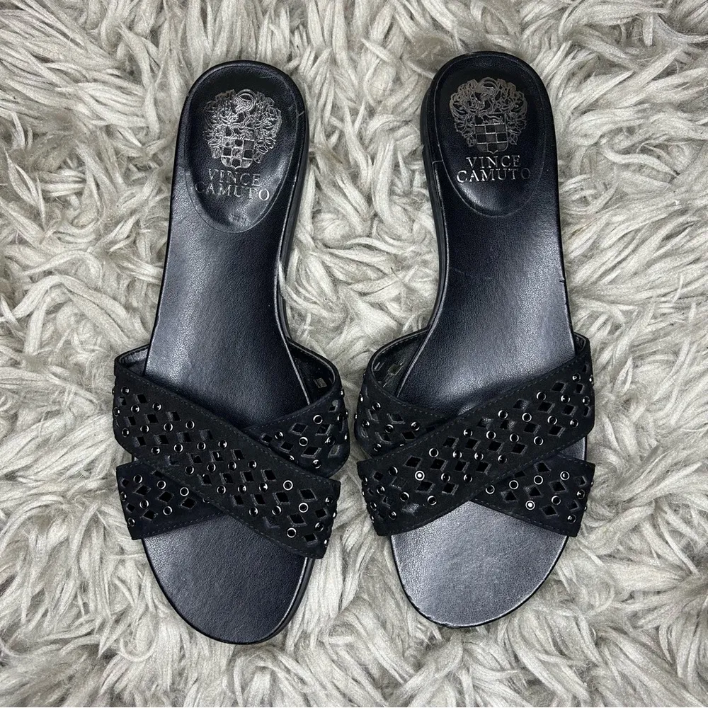 Vince Camuto Endana black studded cut out slide sandals women’s shoe size 8 - Image 3