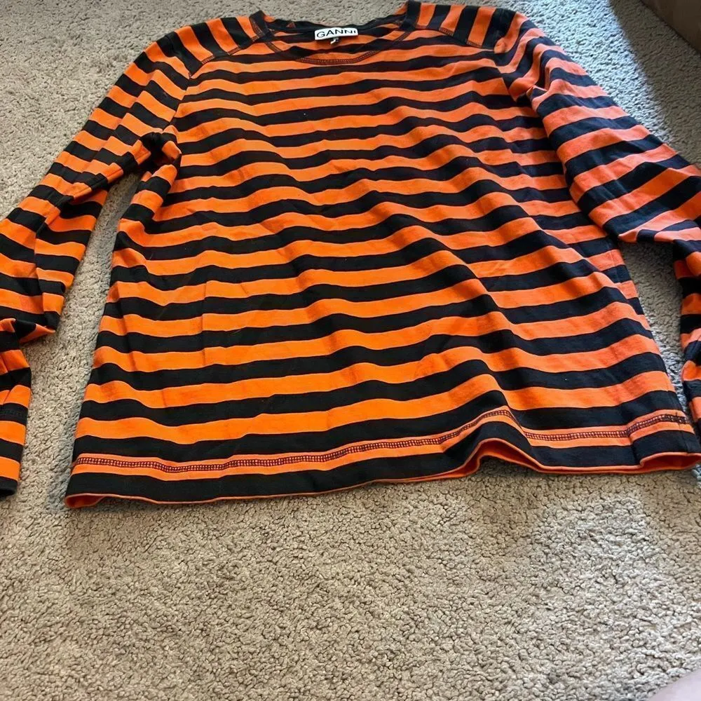 Ganni striped long sleeve tshirt small - Image 2