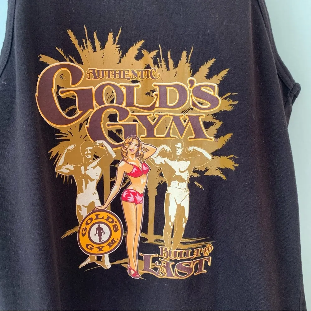 Vintage Authentic Gold’s Gym Built To Last Racerback Muscle Tank Top Small S - Image 2