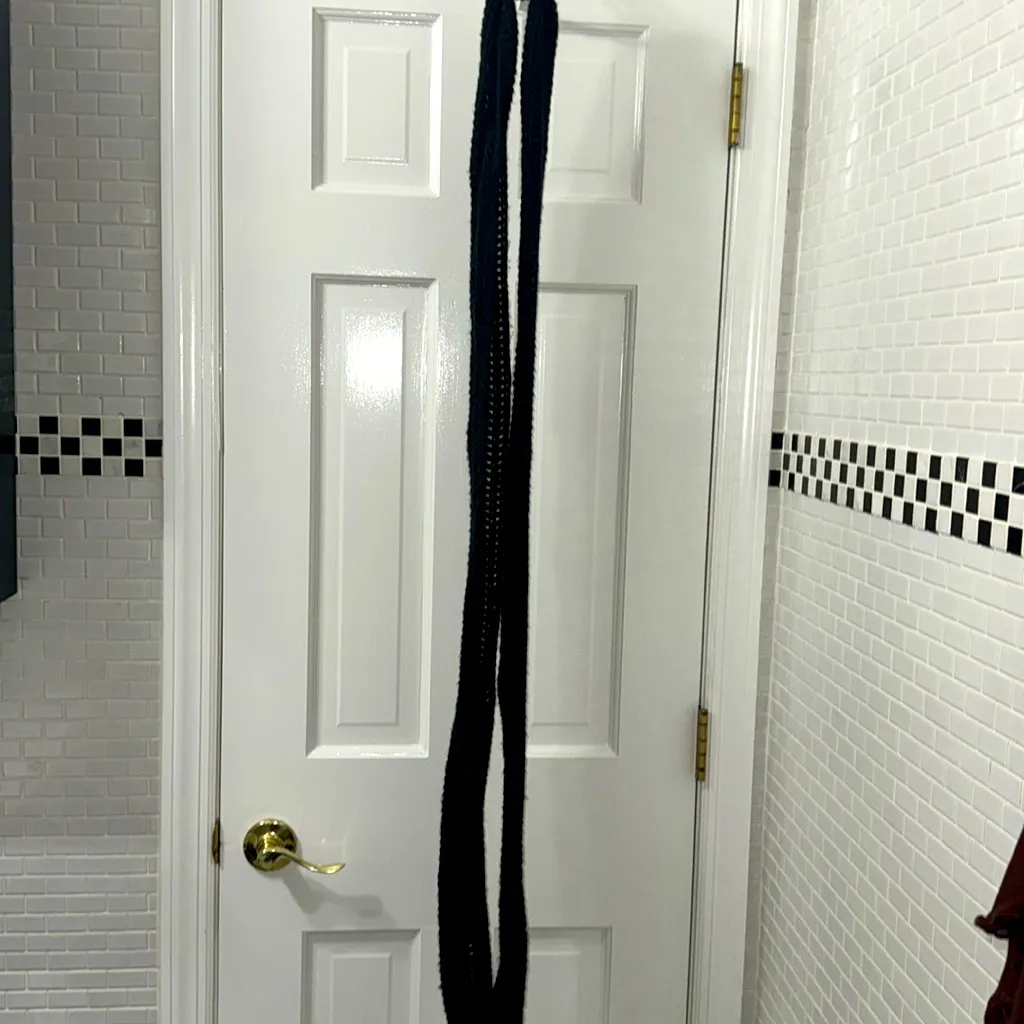 Handmade Black cotton crochet Knit Scarf for Men/women. 100”by 5”. - Image 3