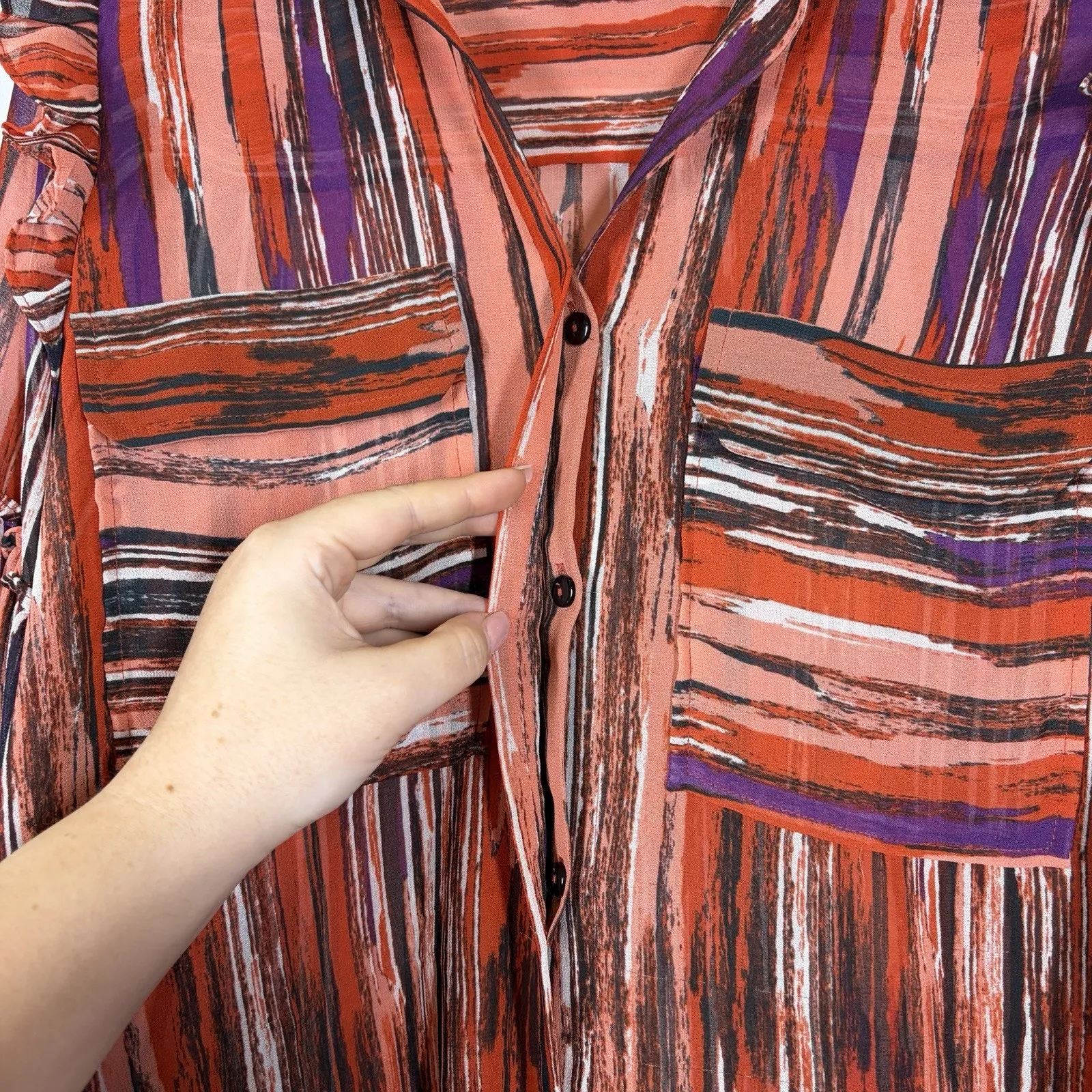 MISA Los Angeles Stripe Bell Sleeve Blouse Size Small - Image 6