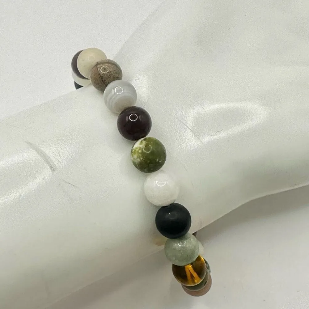 Buddha bead natural stones stretchy bracelet - Image 5