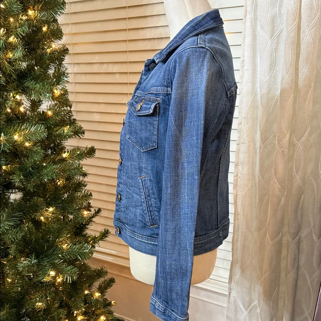 J.Crew Denim Jacket Classic Medium Wash Stretch Small Blue - Image 3