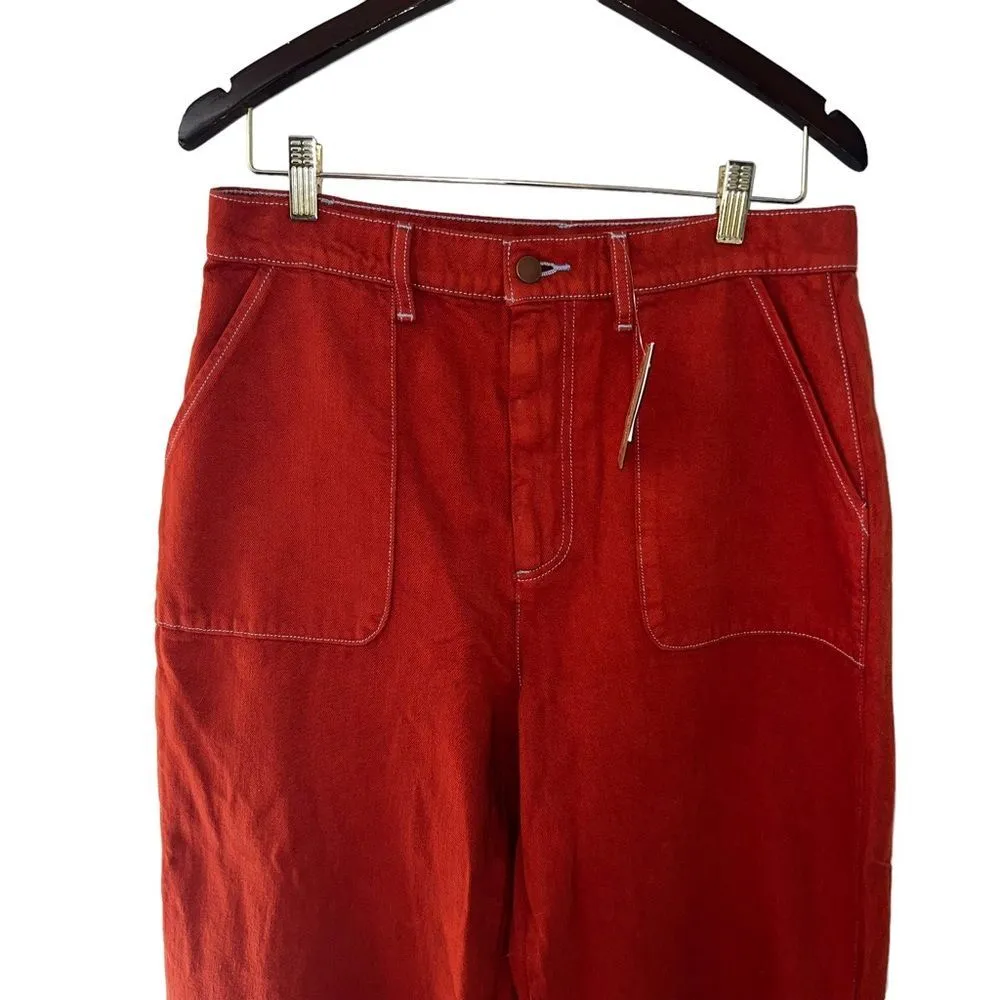 Roller Rabbit Elle Twill Wide Leg High Rise Cropped Pants Terra Cotta 10 NWT - Image 5