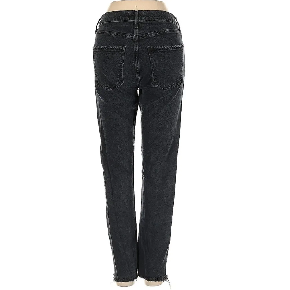 AGOLDE Toni Mid Rise Straight Leg Raw Hem Jeans in Black Feral Wash Size 24 - Image 4