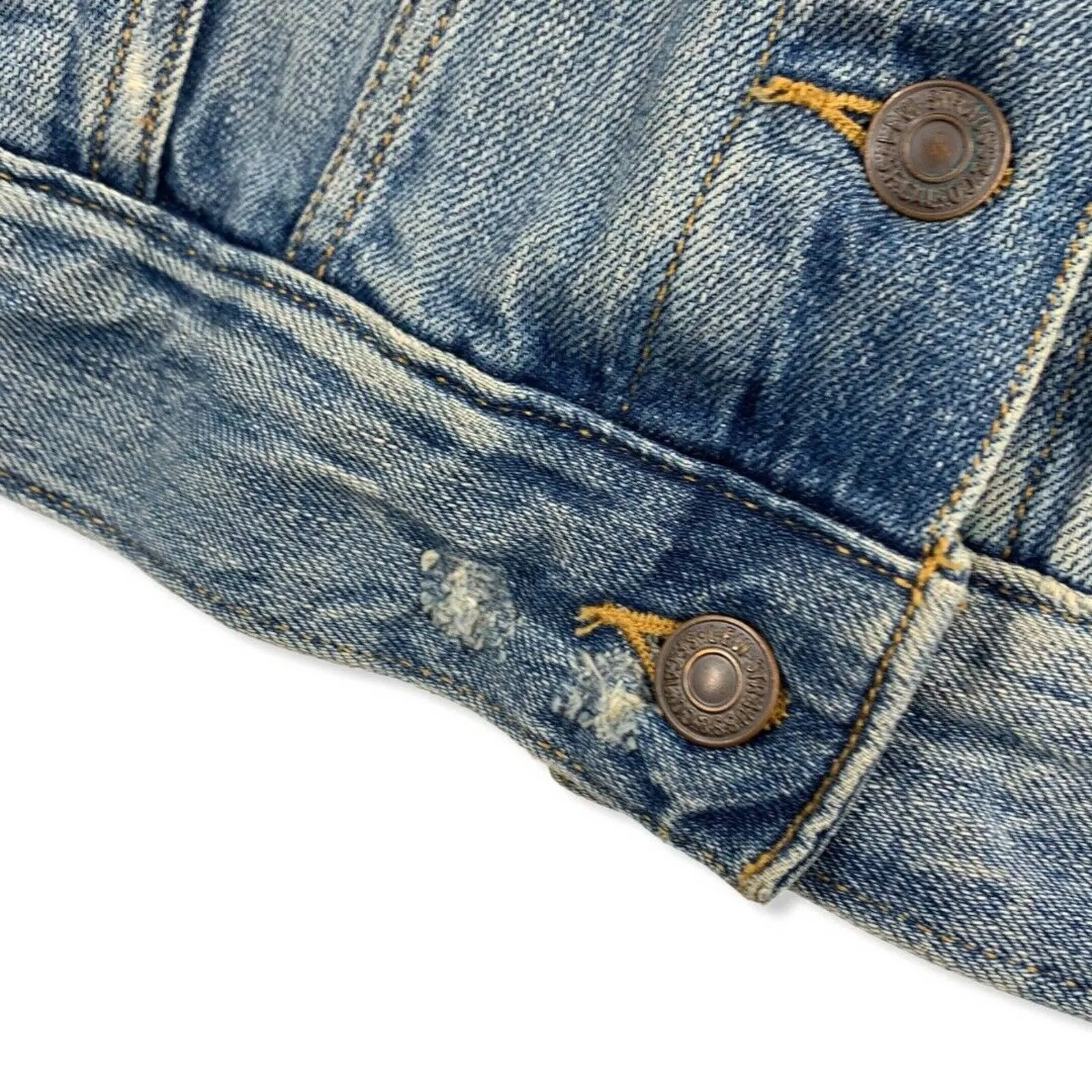 Levis Distressed Denim‎ Jean Jacket Small - Image 3