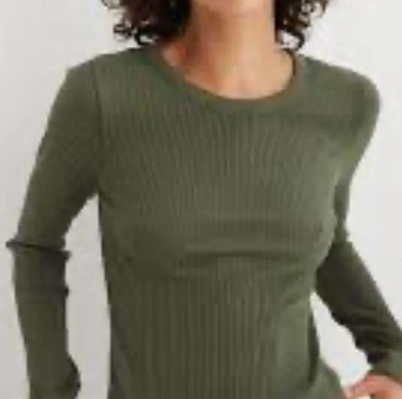 Aerie Olive Green Cropped Top. Size Small . LTOP841 - Image 2