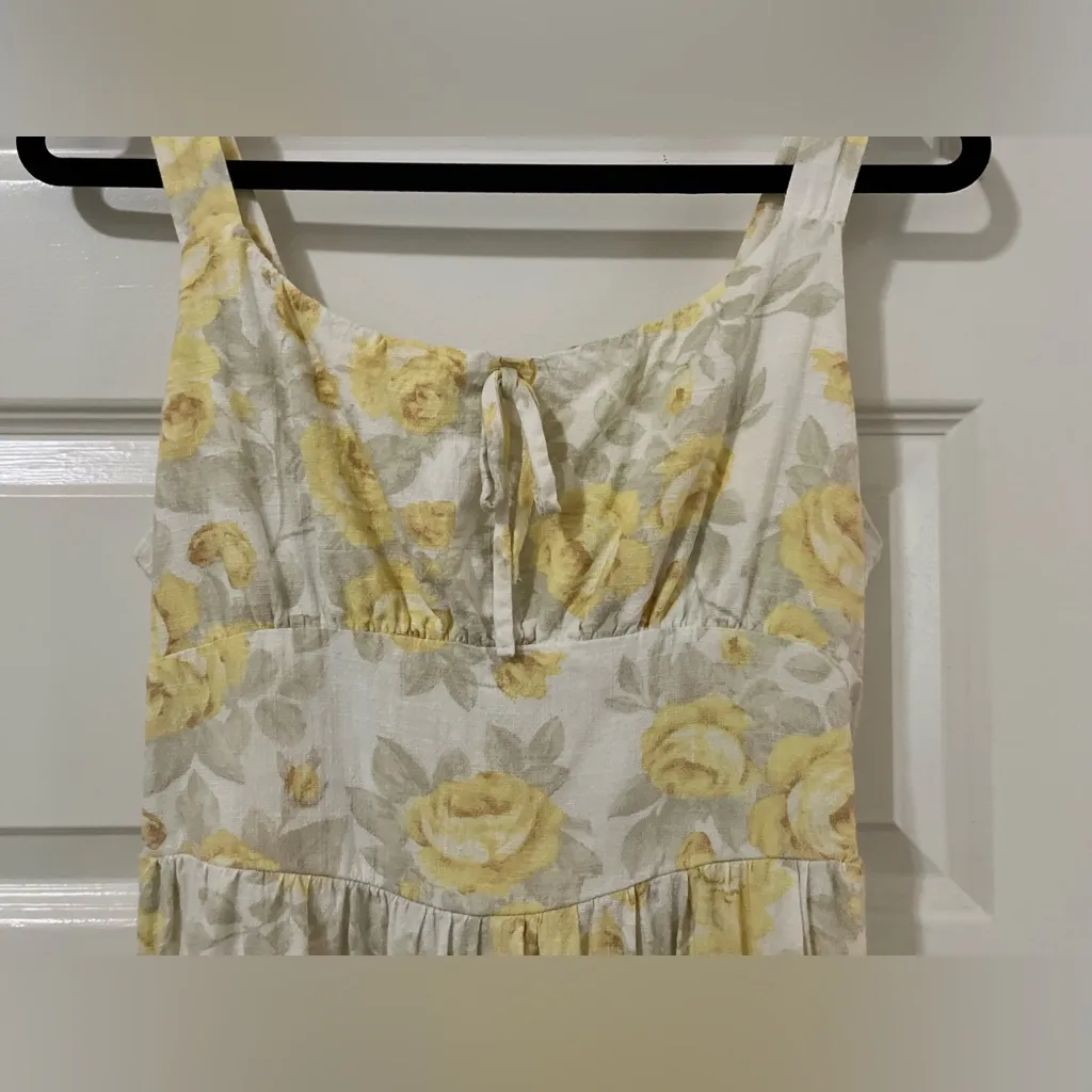 Monteau Yellow and Oatmeal Linen Blend Dress by Monteau Size L - Image 2