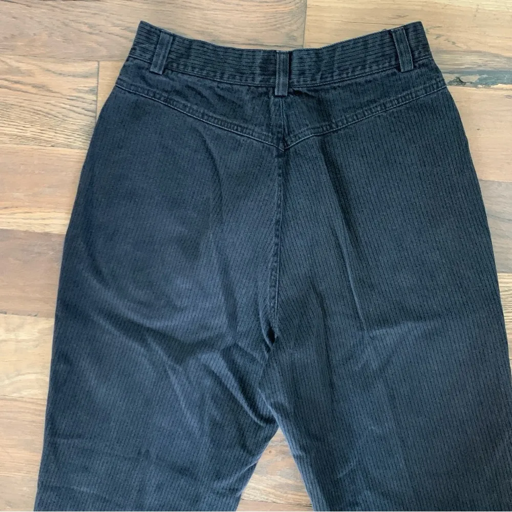 Vintage Espirit Black Denim Pleated Cotton Relaxed Fit Jeans Size 12 - Image 3