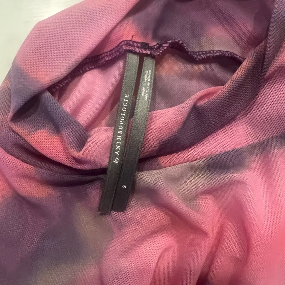 By Anthropologie Mesh Pink Purple Turtleneck Top Size Small MSRP $68 - Image 10