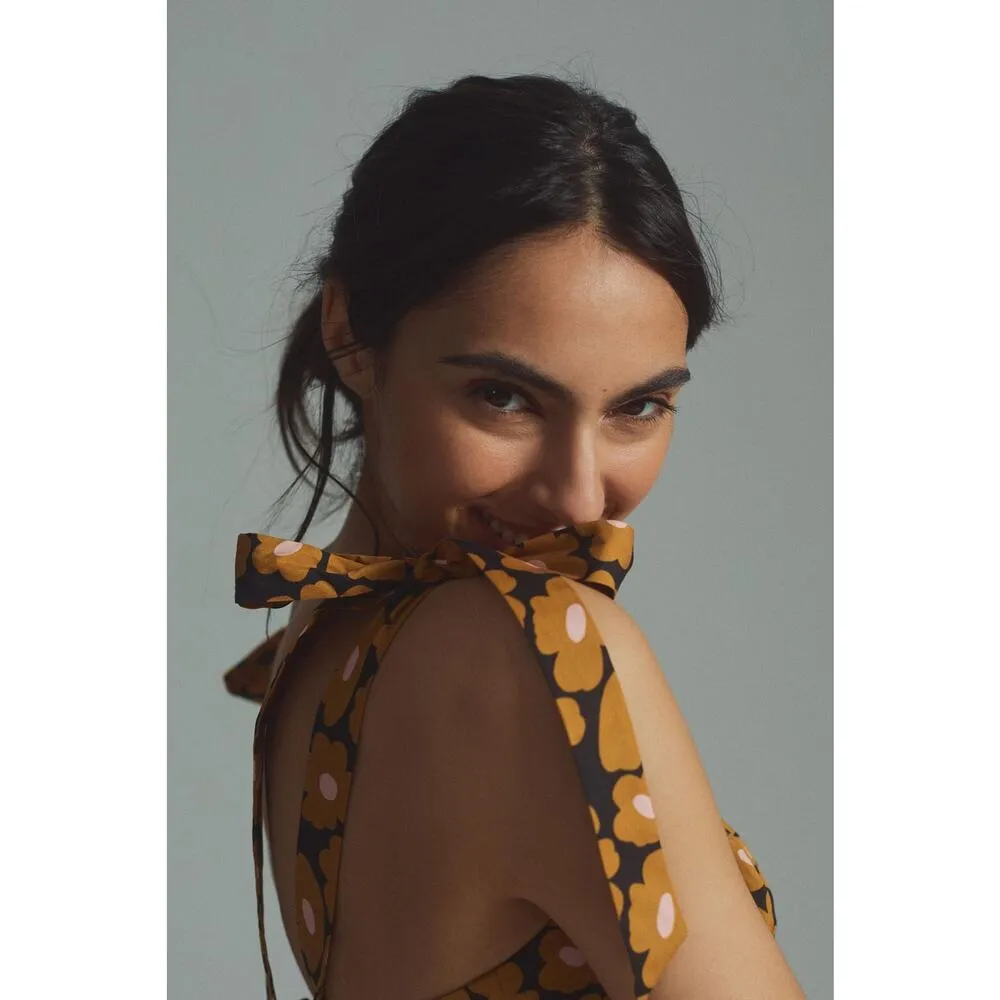 Anthropologie Hutch Daisy Floral Print Corset Playsuit Romper Orange Motif 4 - Image 3