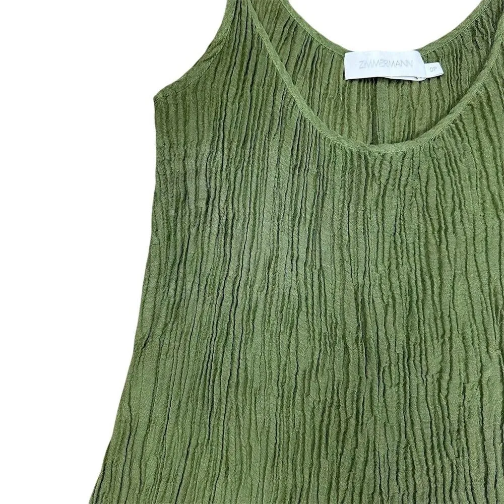 Zimmermann Women's Petite Olive Green Sleeveless Scoop Neck Jumpsuit Size 2 - Image 4