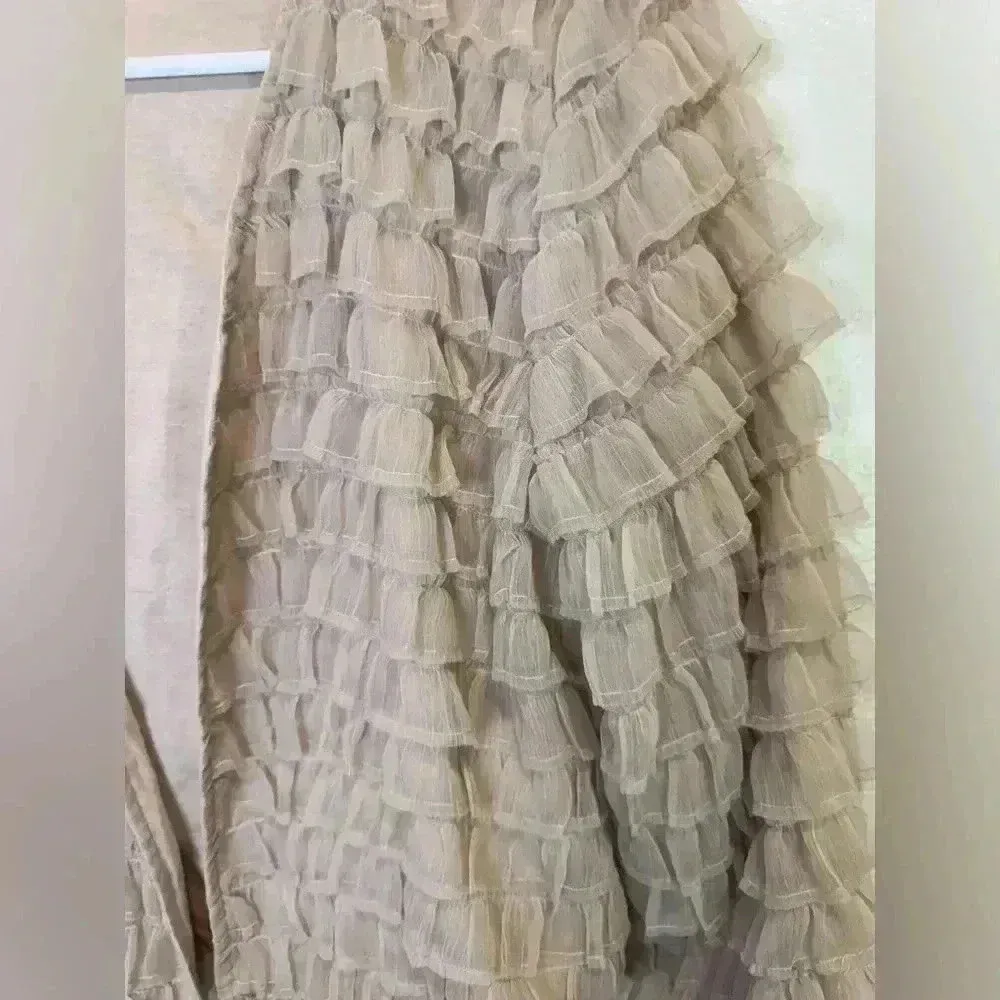 Hinge Tiered Pink Ruffles Open Cardigan‎ Long Sleeve Size M - Image 4