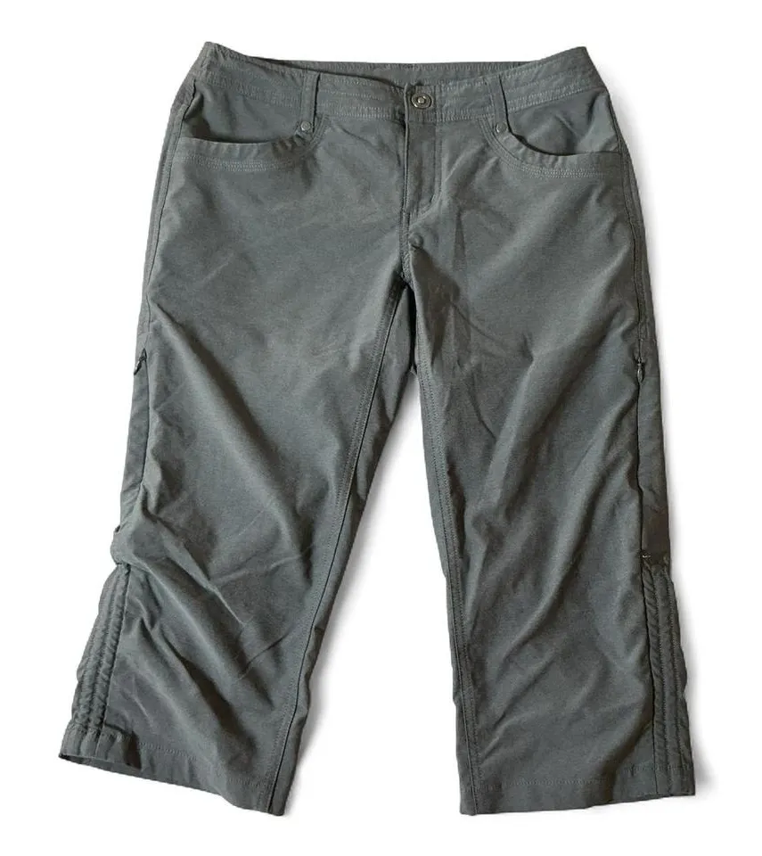 Kuhl Womens Size 4 Capri Pants Gray Outdoor Hiking Zip Pockets Drawstring Hem - Image 1