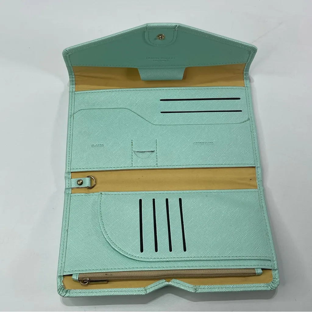 Zoppen Travel Passport Organizer Envelope Wallet Teal Aqua Green - Image 2