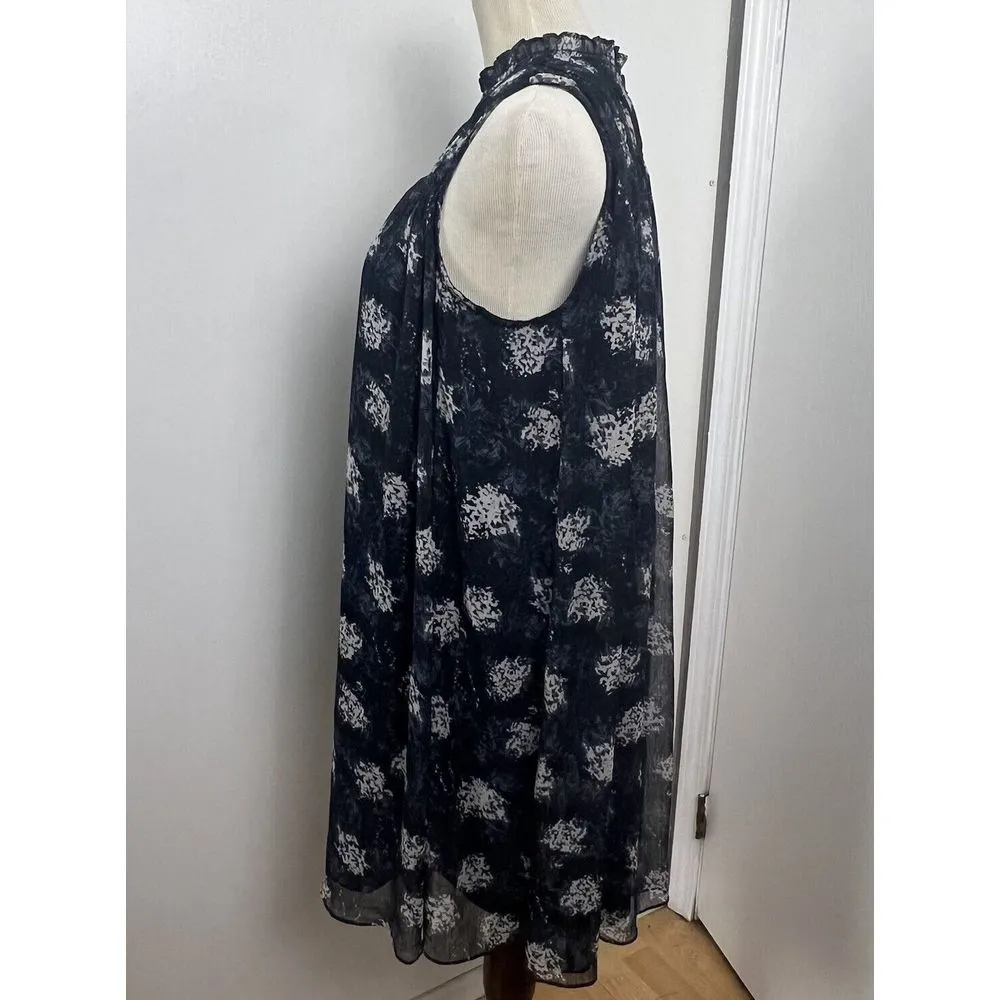 Joie Navy Baltic‎ Print Mini Shift Dress Small Flowy Keyhole Back - Image 5