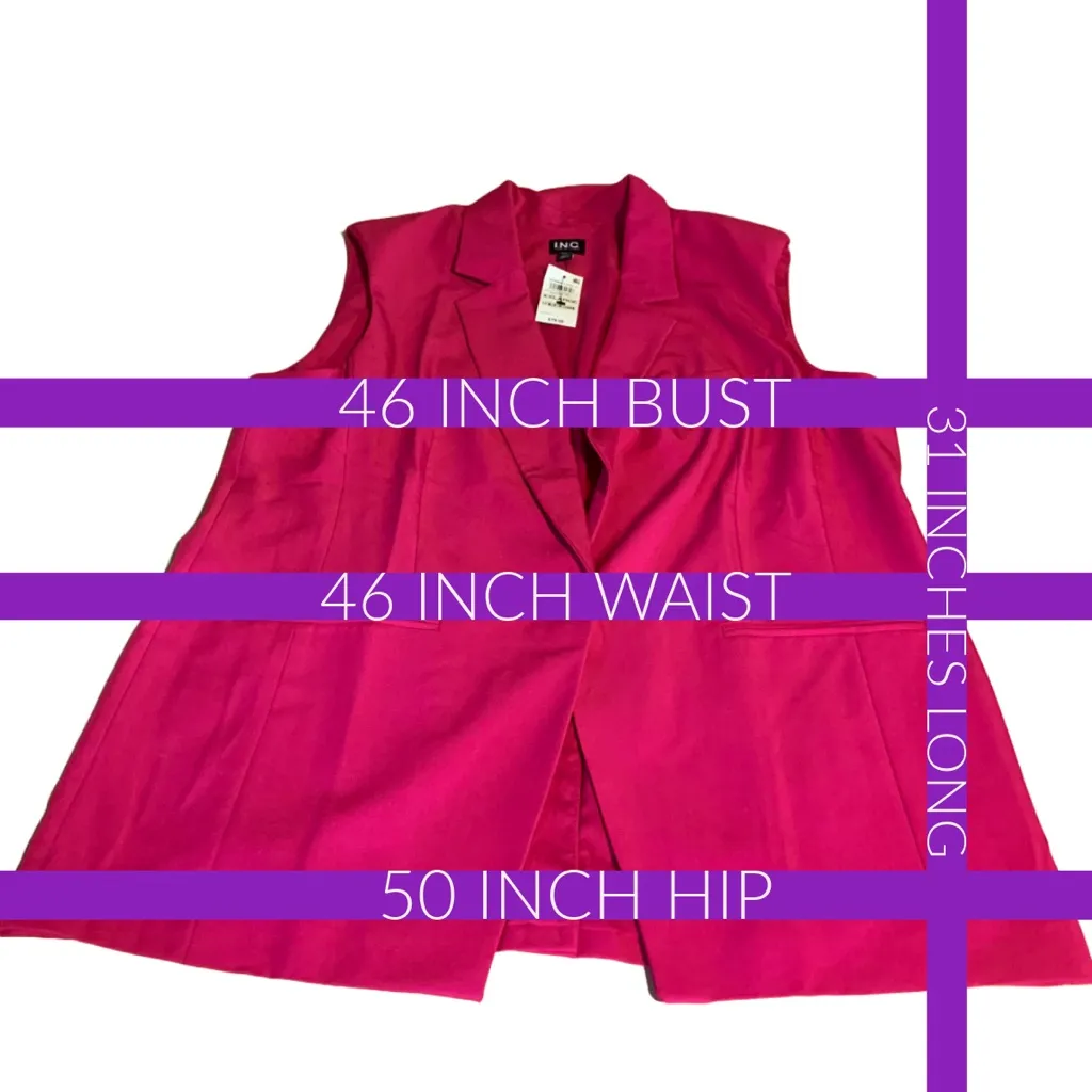I.N.C. FUCHSIA PINK COLLARED VEST NWT (XXL) - Image 11