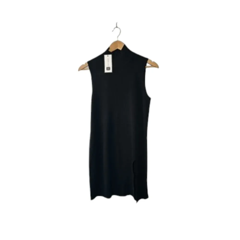 Cable & Gauge Black Mock Neck Sleeveless Ribbed Sheath Dress Women's Small New - Image 7