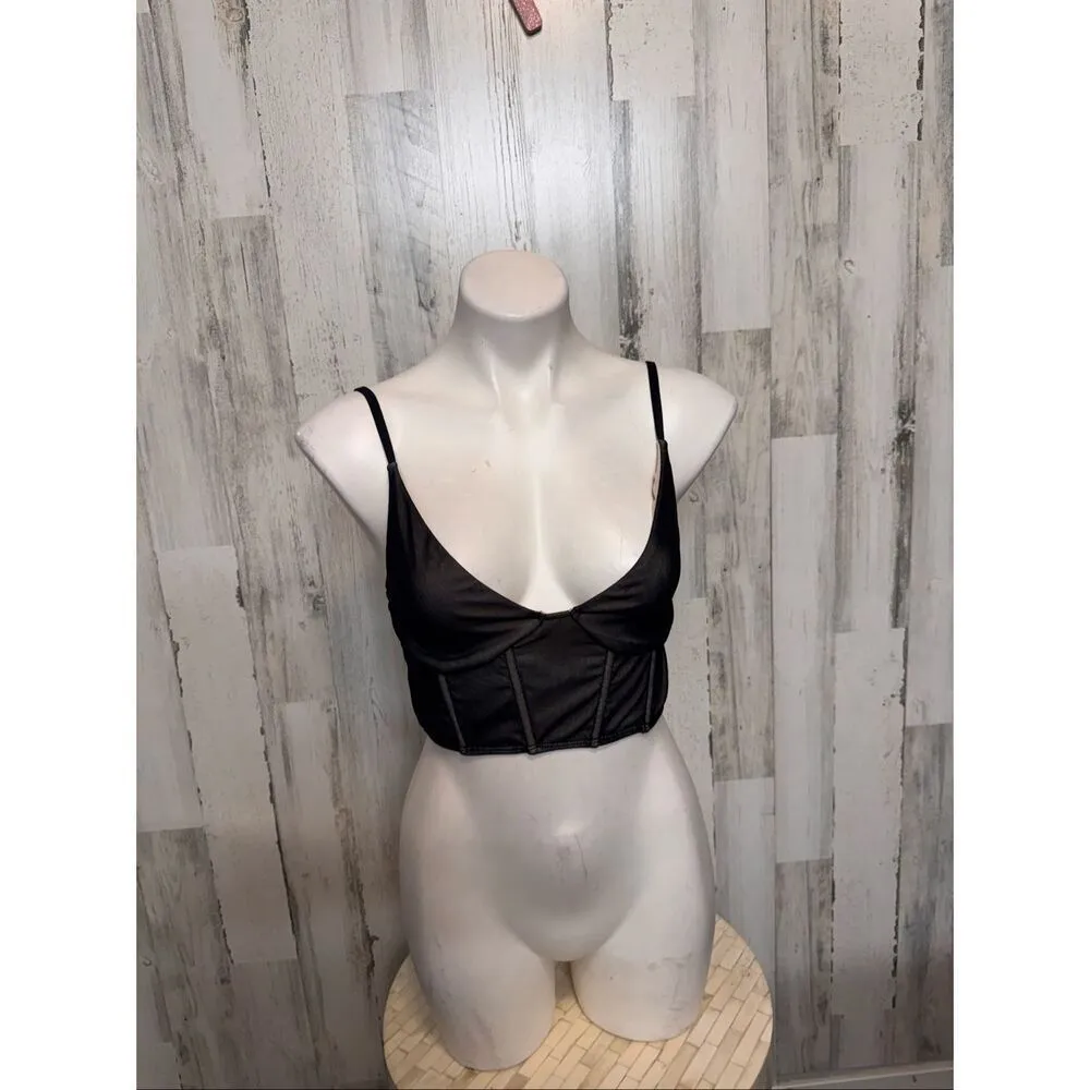 Forever 21 Black Mesh Corset Crop Top Women’s Medium - Image 4