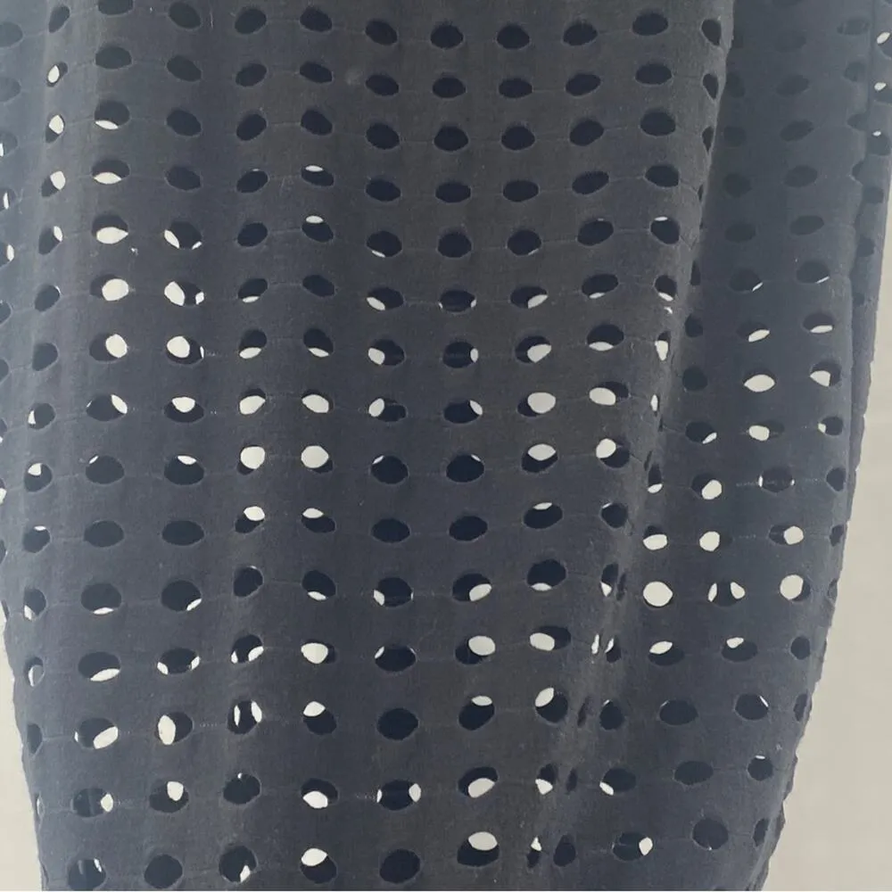 T Alexander Wang Perforated Fishnet Look Jersey Midi Skirt Black Small 4/6 Edgy - Image 8