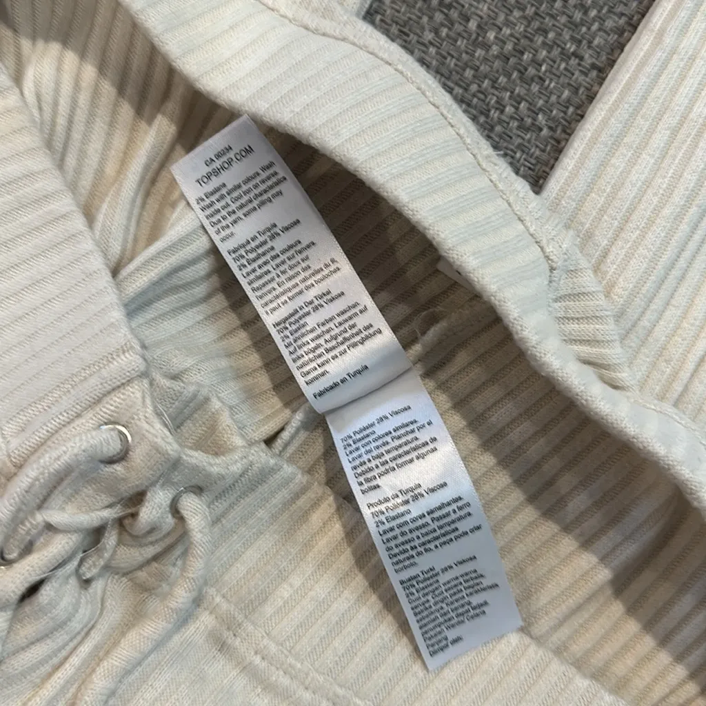 MOVING SALE Topshop Ribbed Cream Tie Waist Wide Flare Pants - Image 7