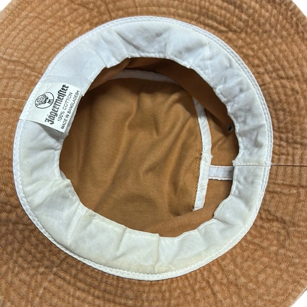 Vintage 90s Jagermeister Cotton Classic Bucket Hat Khaki Orange - Image 9