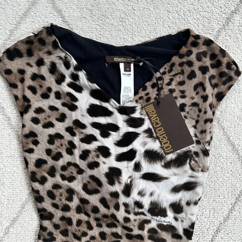 NWT Roberto Cavalli Leopard Print Slinky Sheath Dress  Sz 38 (US XS) - Image 11
