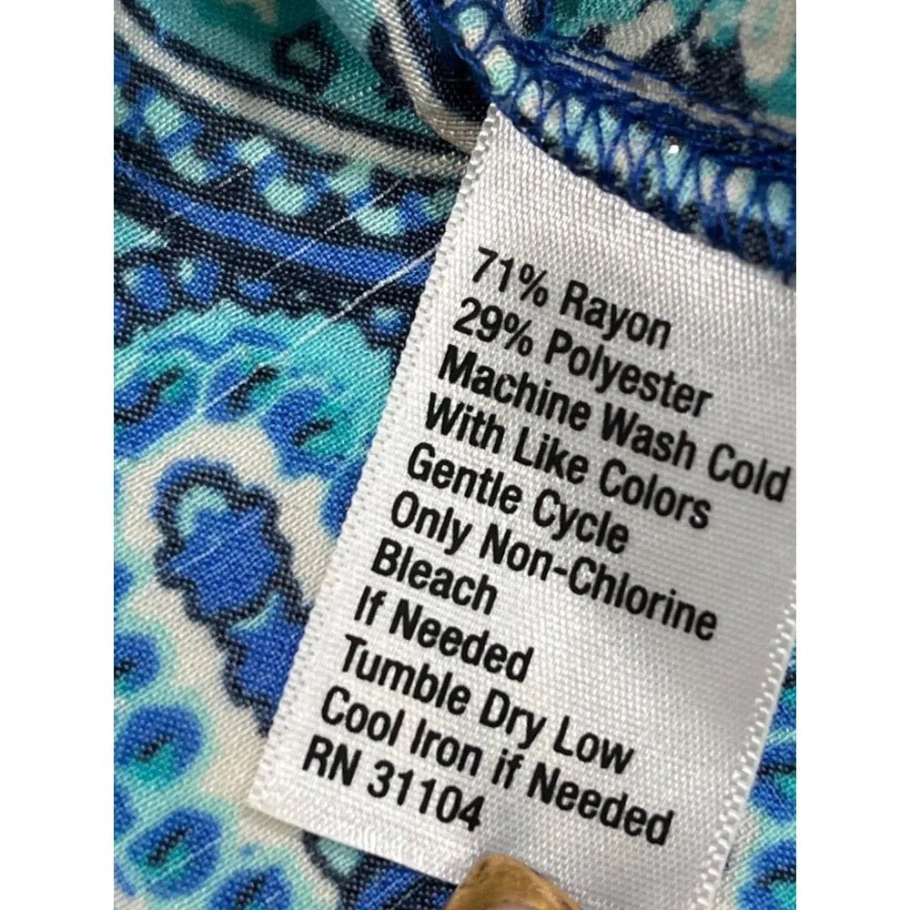 Kim Rogers SKU 7729 Womens Blue and Green Paisley Blouse Size XL - Image 10