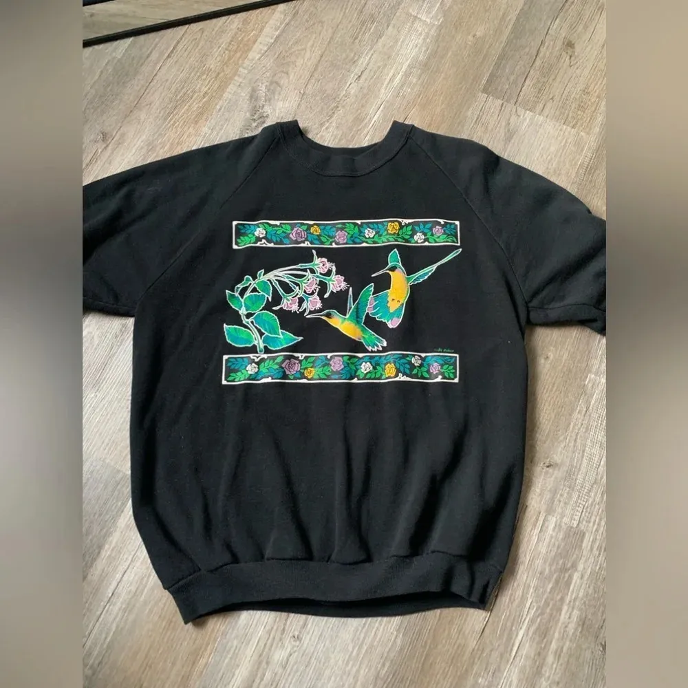 VTG Jerzees Graphic Crewneck Sweatshirt Mocking Bird Wood Pecker Multi Color XL - Image 2