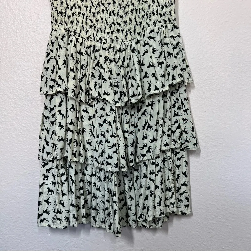 Dolls Kill Dolls Point Cream Horse Print Smocked Layered Mini Dress - Image 9