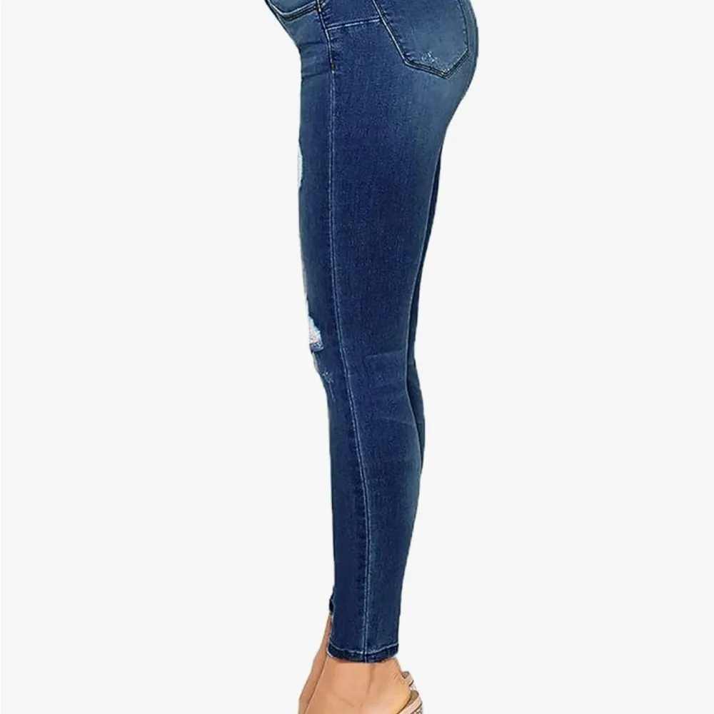 Wax Jeans Butt I Love You Stretch Distressed Denim Skinny Sz 15 Med Wash Hi-Rise - Image 2