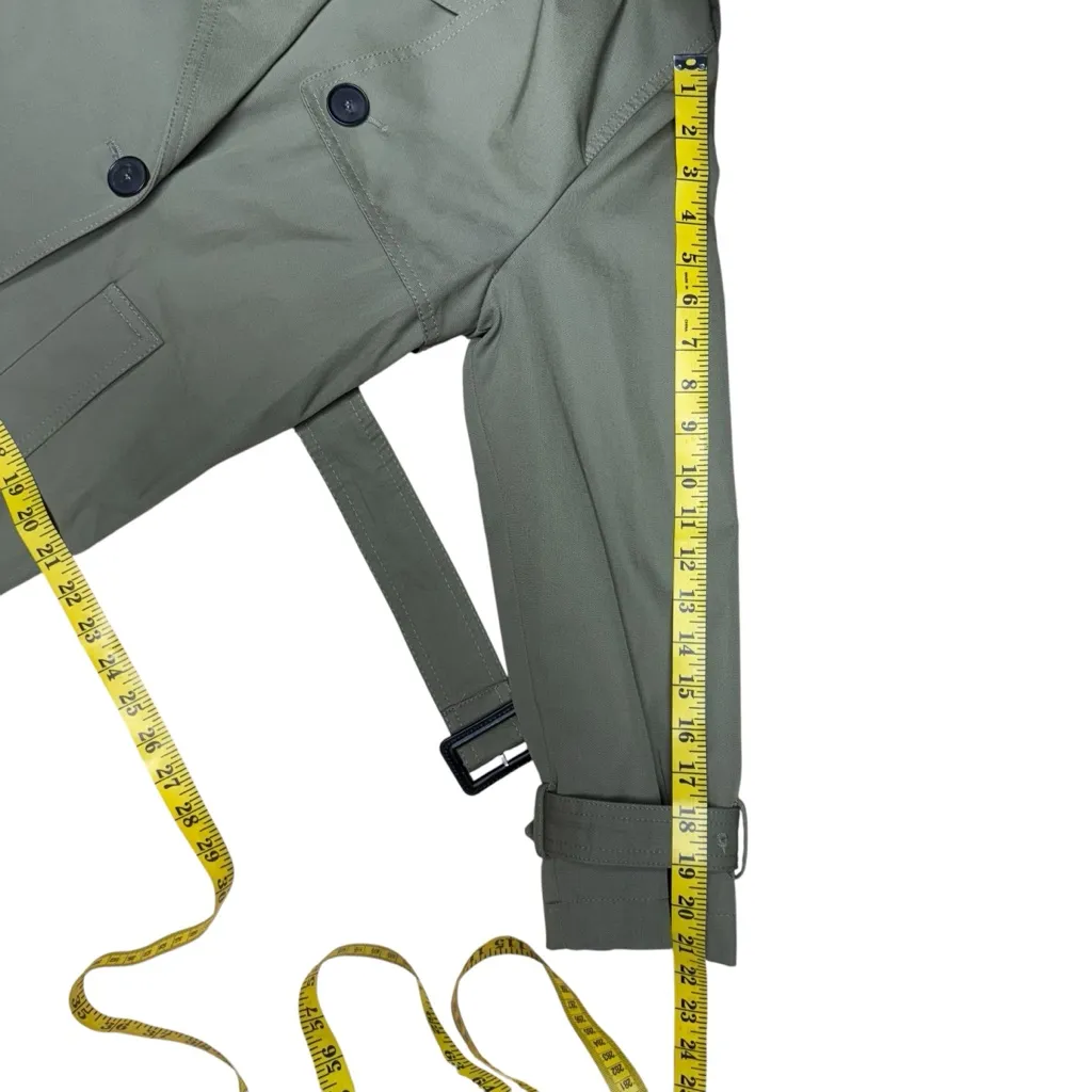 ZARA Oversized Belted Double Breasted Long Trench Coat Khaki Taupe Green XSmall - Image 15