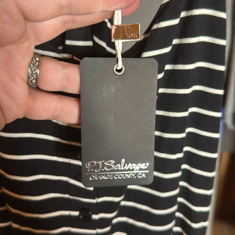 NWT PJ Salvage Women's Modern Modal Cami Black White Stripe Size Small - Image 5