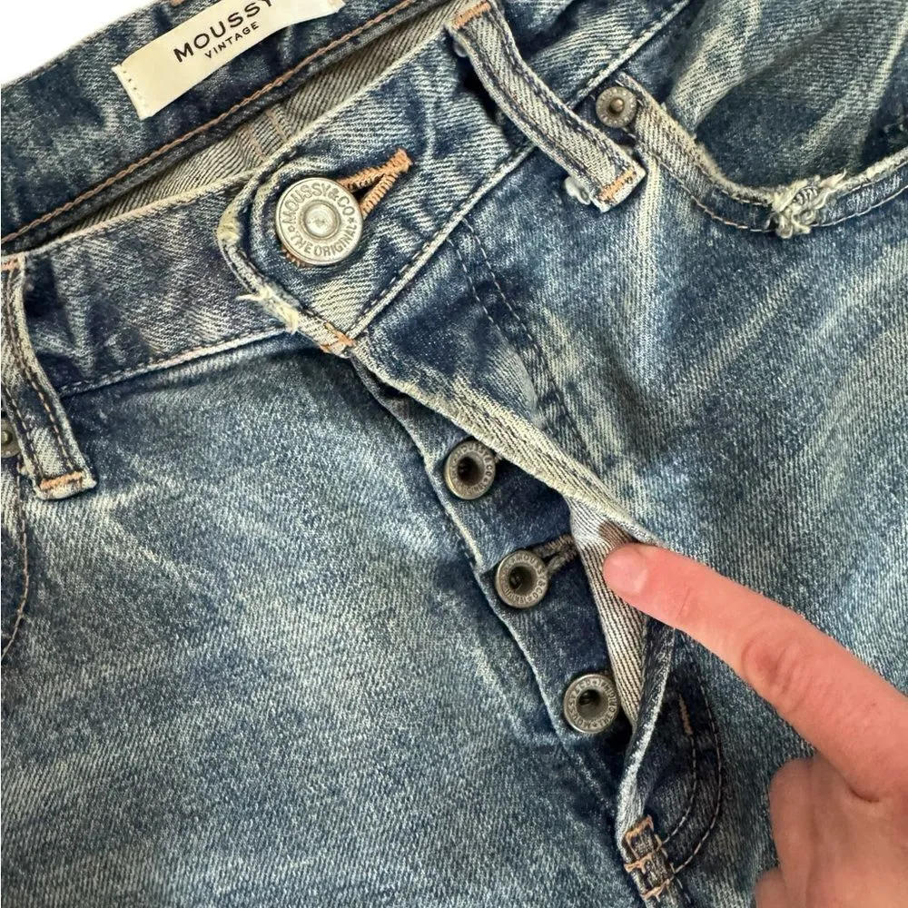 Moussy Vintage Blue MVS Shell Tapered Skinny Jeans Distressed 27 - Image 3