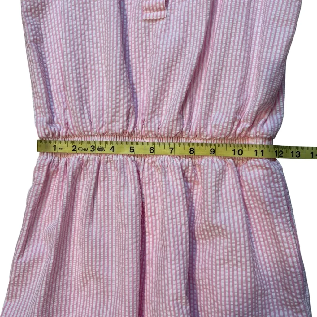 Vtg Reyn Spooner Cotton Seersucker Pink/White Sleeveless Belted Jumpsuit Sz S Pink - Image 10