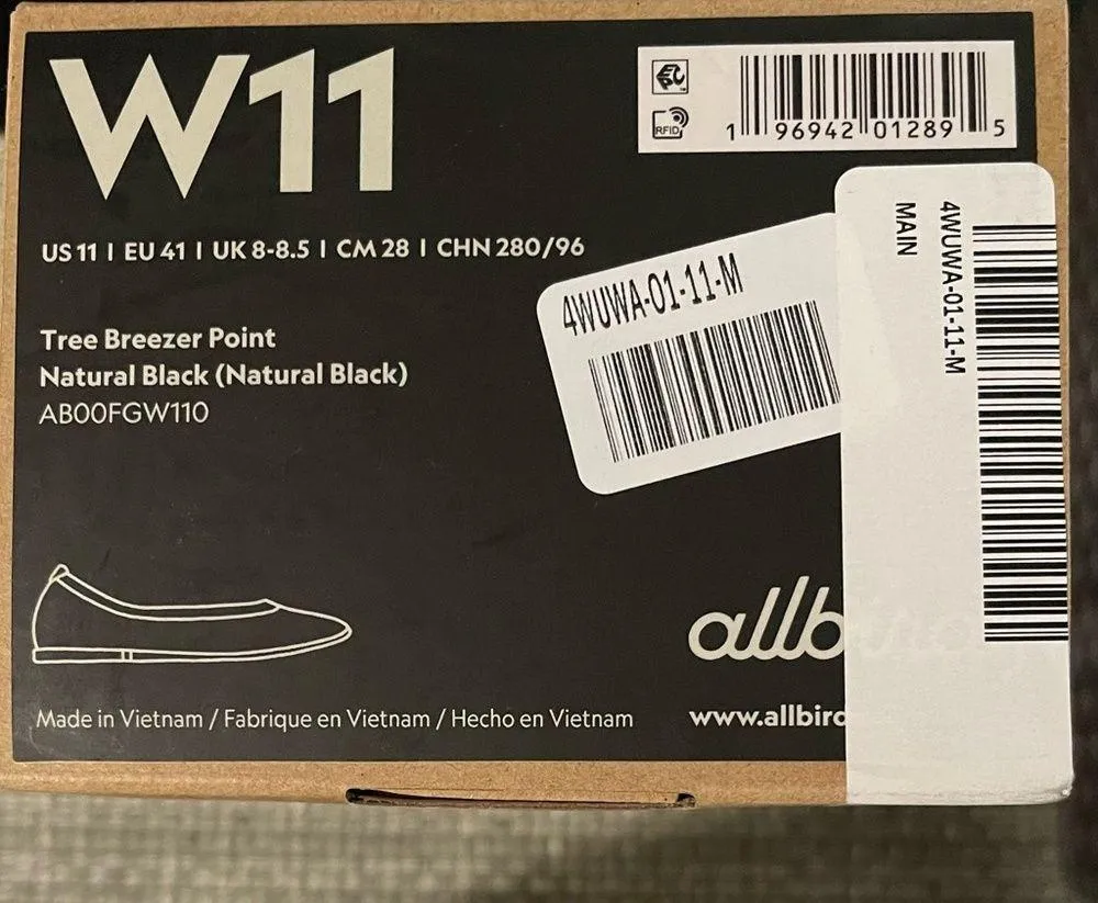 Allbirds NWT  Tree Breezer Point Ballet Flats, Black, Size 11 - Image 7