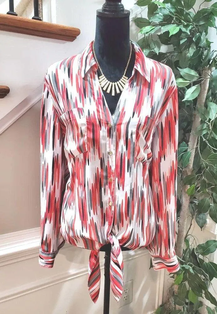 JM Collections Women Multicolor Collared Long Sleeve Casual Button Down Shirt XL - Image 13