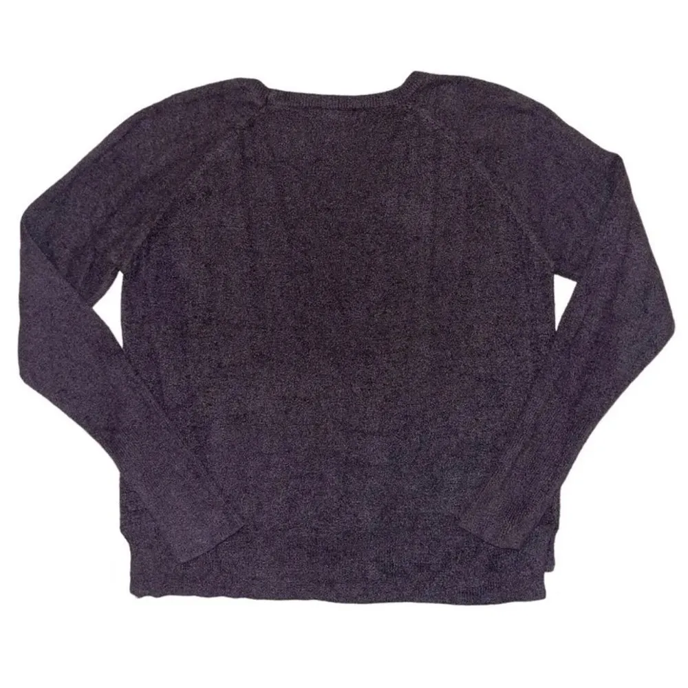 Barefoot Dreams CozyChic Lite Raglan Pullover Sweater M Style 914 Gray Pocket - Image 5