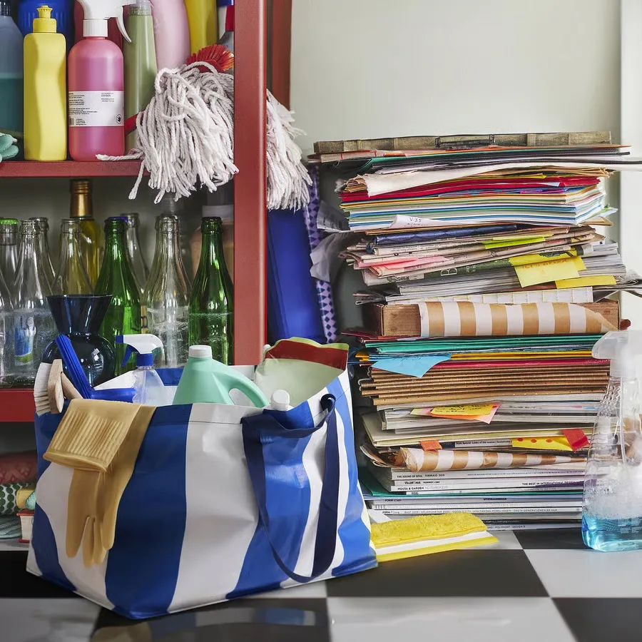 NWT IKEA SÄCKKÄRRA Large Blue/White Striped Shopping Bag 14½ x 22½ x 15¼" 19 gal Blue - Image 5