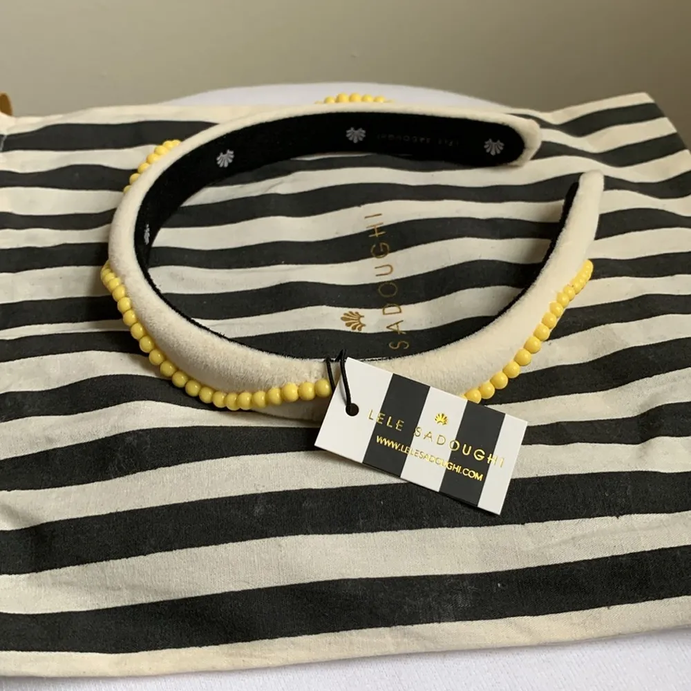 Lele Sadoughi Ivory Sunshine Squiggle Beaded Gigi Headband NWT Yellow - Image 2