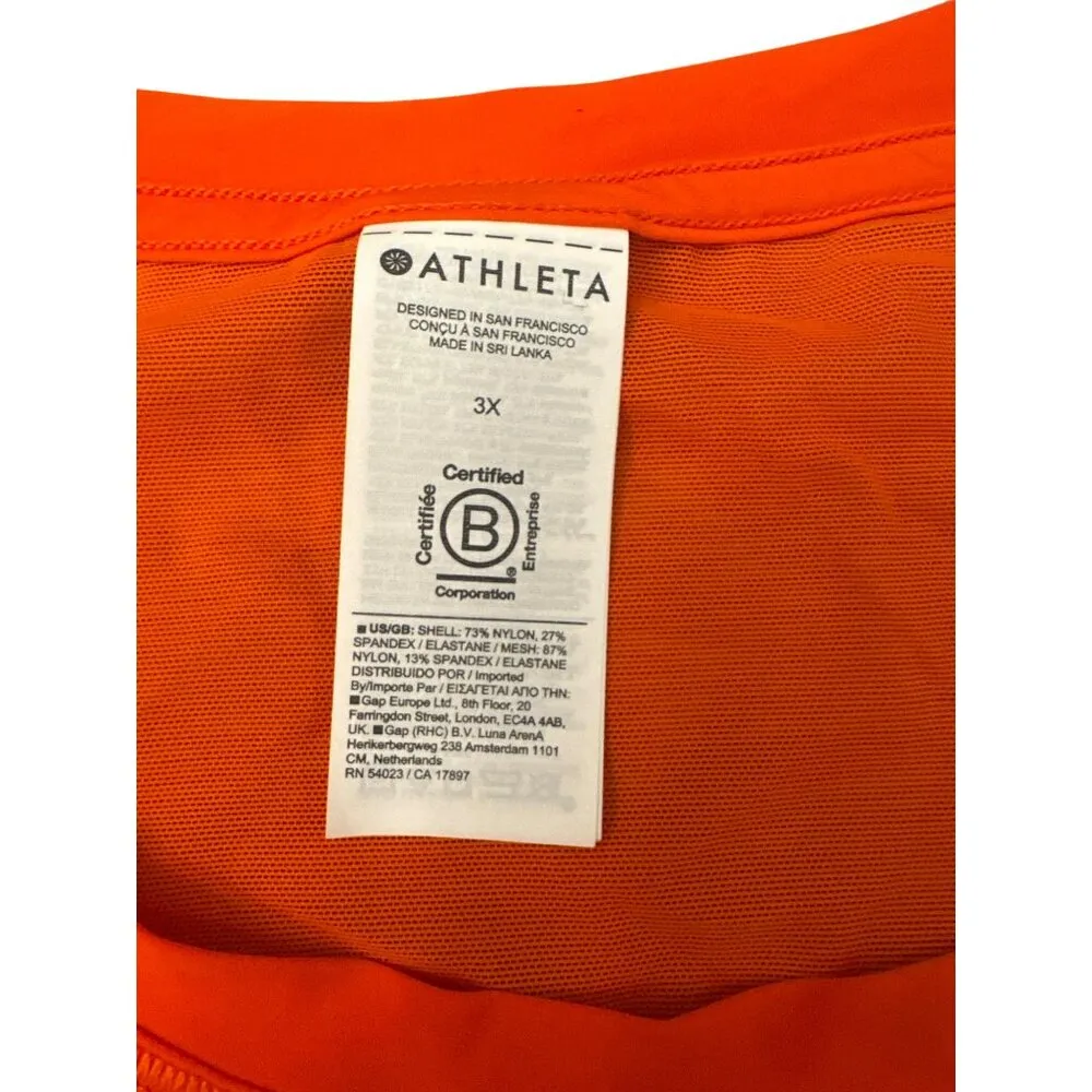 Athleta Womens Ultimate Muscle Tank Top 3X Orange Mesh Crew Neck Cropped NWT - Image 3