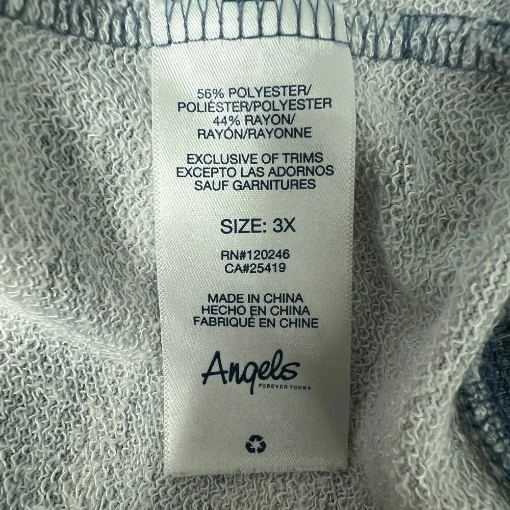 Angels Striped Long Sleeve Womens Pullover Sweater Top Size 3X Casual Loungewear Blue - Image 9