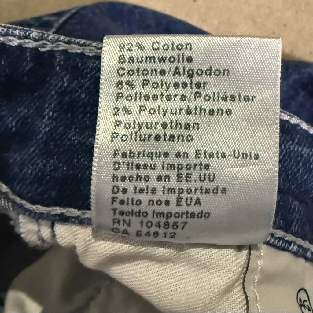 AG Farrah Skinny Ankle Jeans High Rise Raw Hem Distressed Blue Premium Denim - Image 9